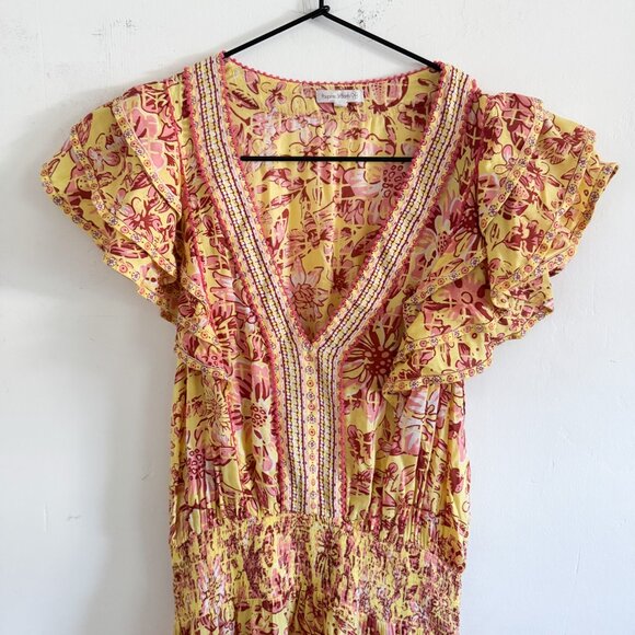 Poupette St. Barth Orange Pink Camila Mini Dress S - Picture 3 of 7